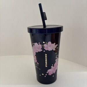 Starbucks Stainless Tumbler Cold Cup 16oz‎ Korea Sakura Cherry Blossom Midnight